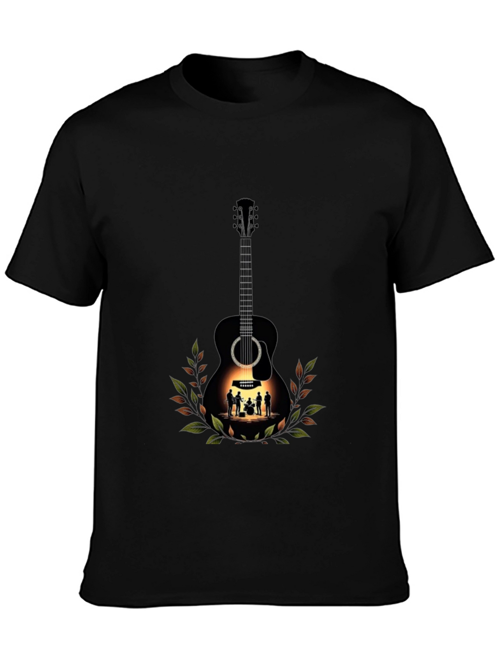 Guitar Band Tee - Black Graphic T-Shirt