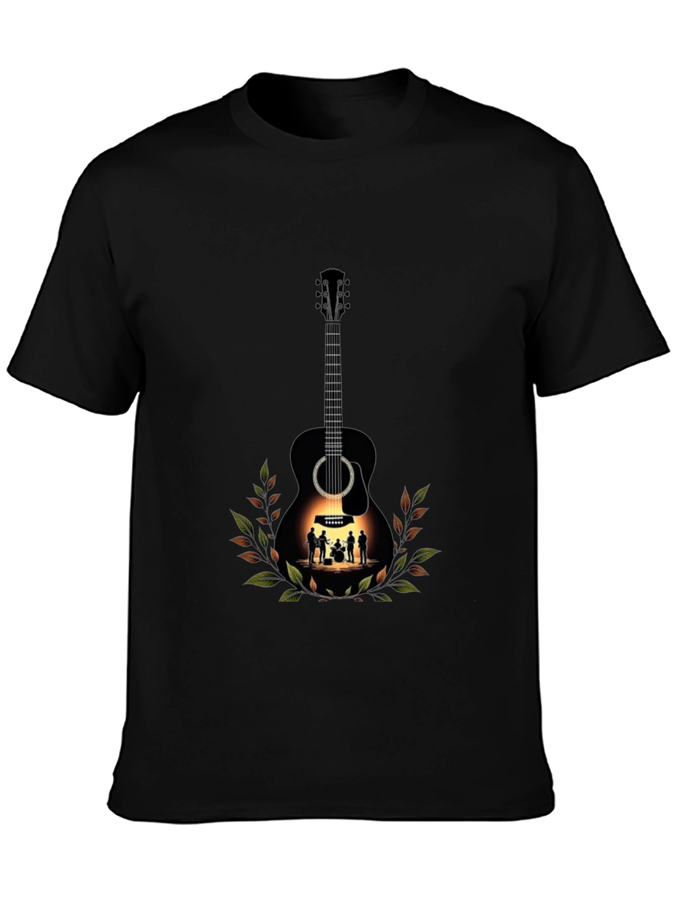 Guitar Band Tee - Black Graphic T-Shirt