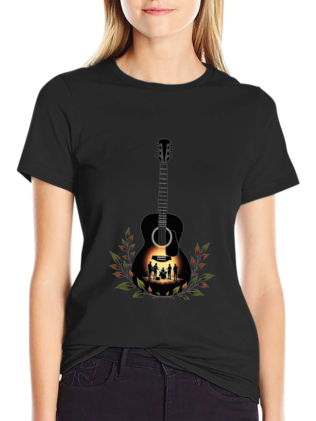 Guitar Band Tee - Black Graphic T-Shirt