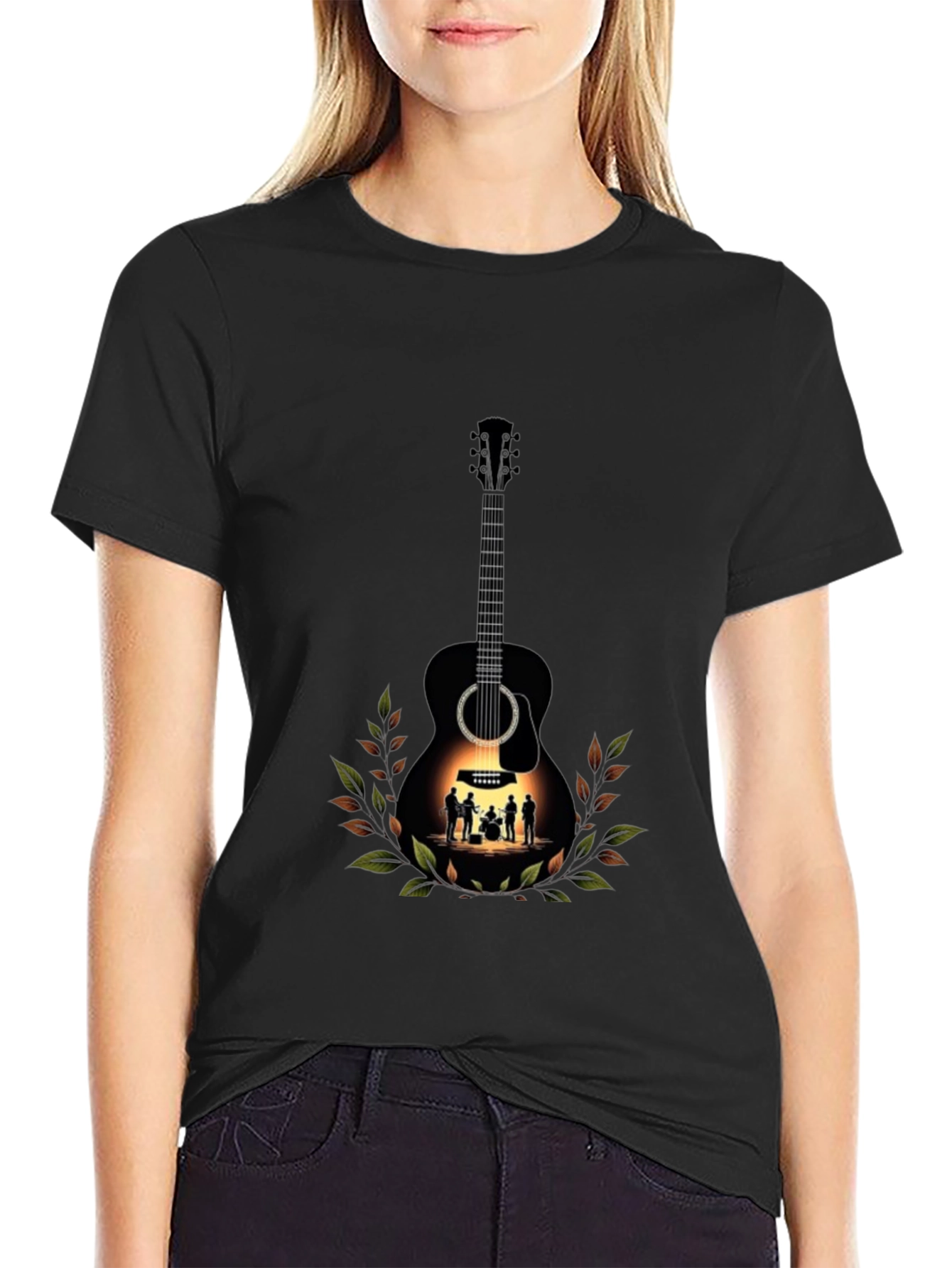 Guitar Band Tee - Black Graphic T-Shirt