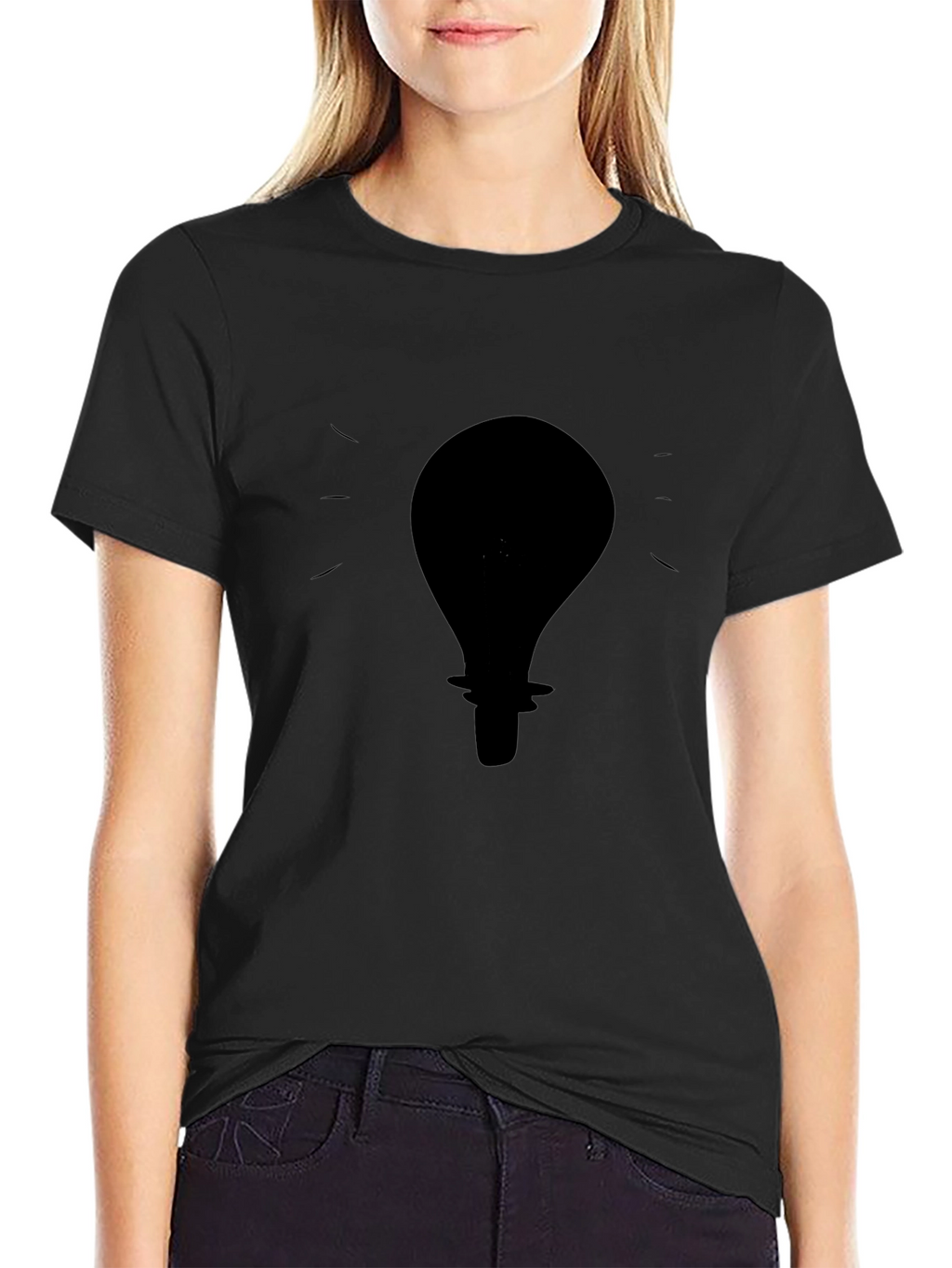 Idea Light Bulb Graphic Tee - Black Cotton T-Shirt
