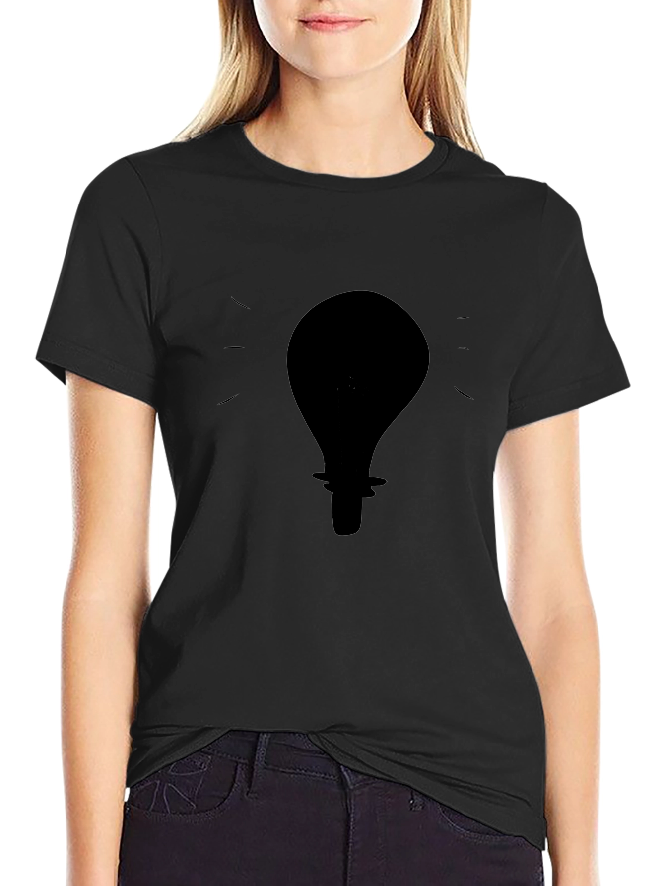 Idea Light Bulb Graphic Tee - Black Cotton T-Shirt