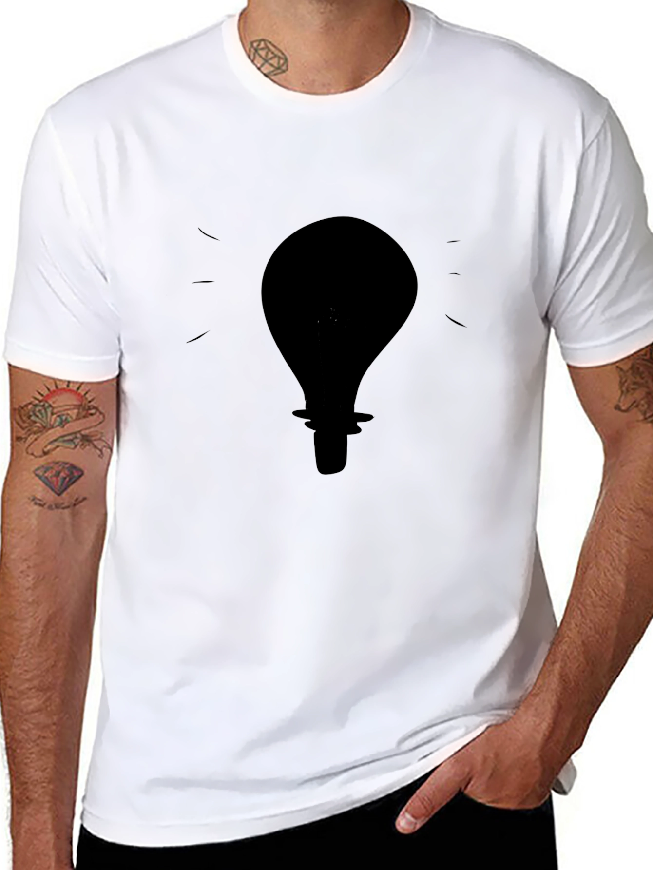 Idea Light Bulb Graphic Tee - Black Cotton T-Shirt