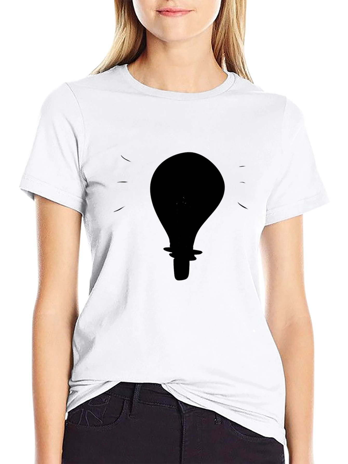 Idea Light Bulb Graphic Tee - Black Cotton T-Shirt