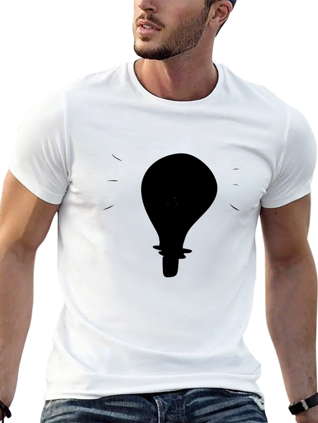 Idea Light Bulb Graphic Tee - Black Cotton T-Shirt