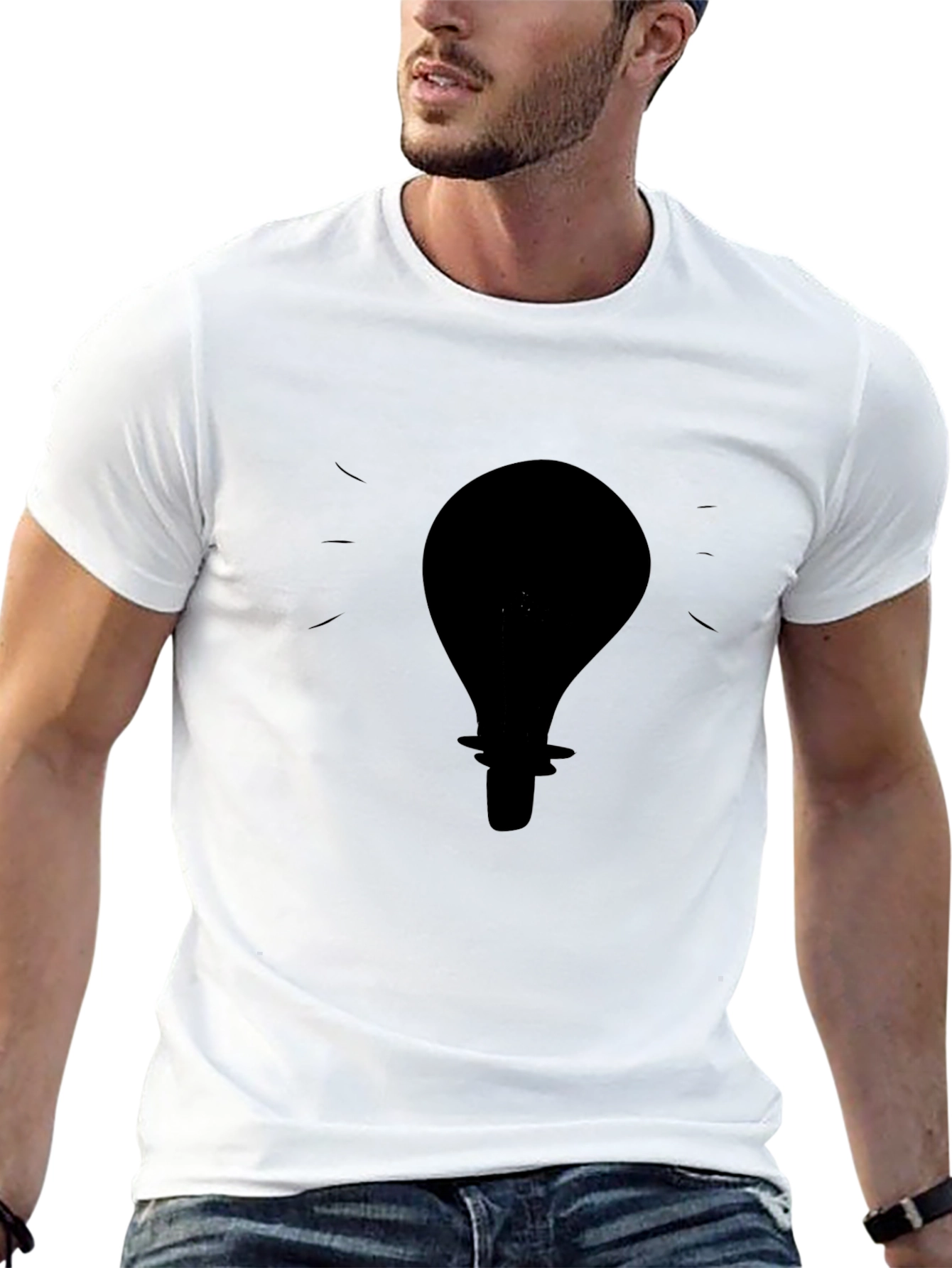 Idea Light Bulb Graphic Tee - Black Cotton T-Shirt