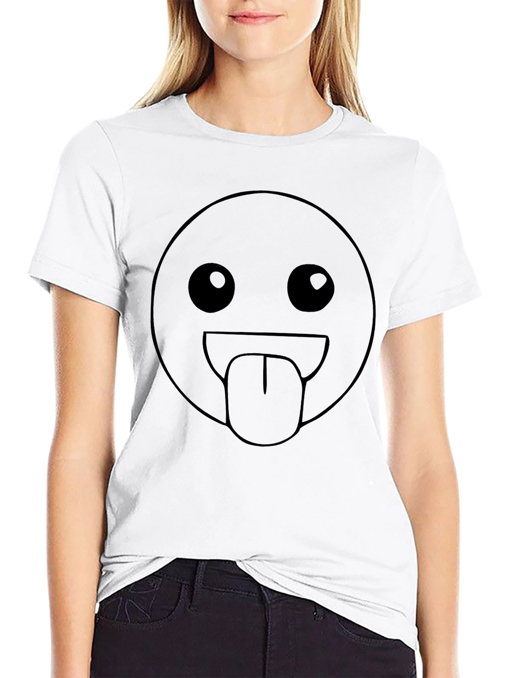 Emoji Tongue Out Black T-Shirt