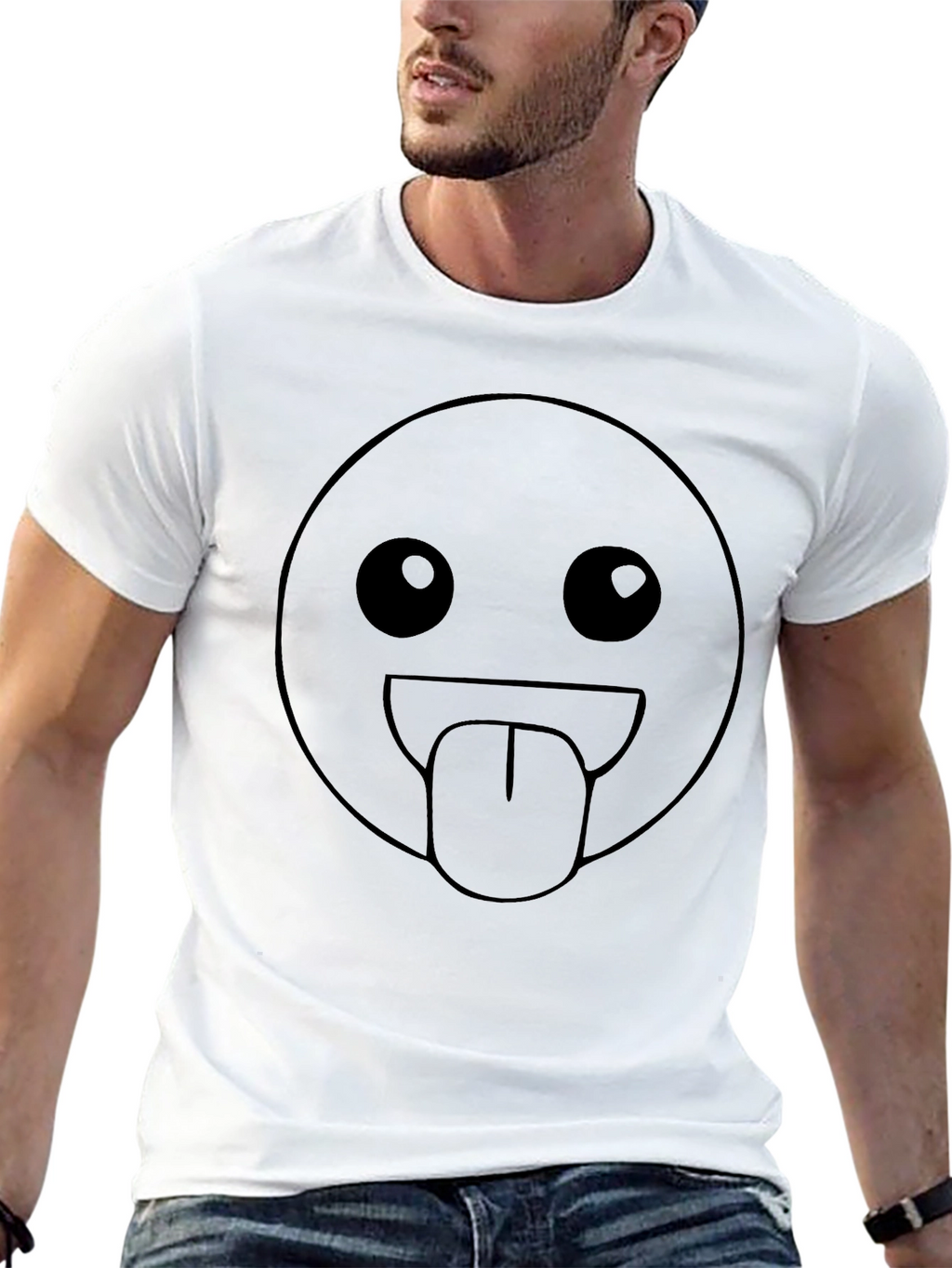 Emoji Tongue Out Black T-Shirt