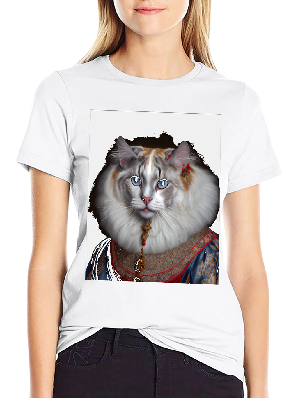 Regal Cat Portrait Tee - Feline Royalty T-Shirt