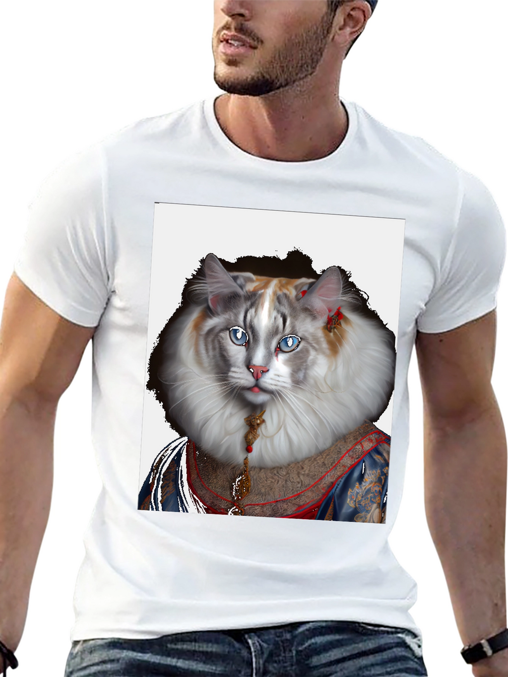 Regal Cat Portrait Tee - Feline Royalty T-Shirt