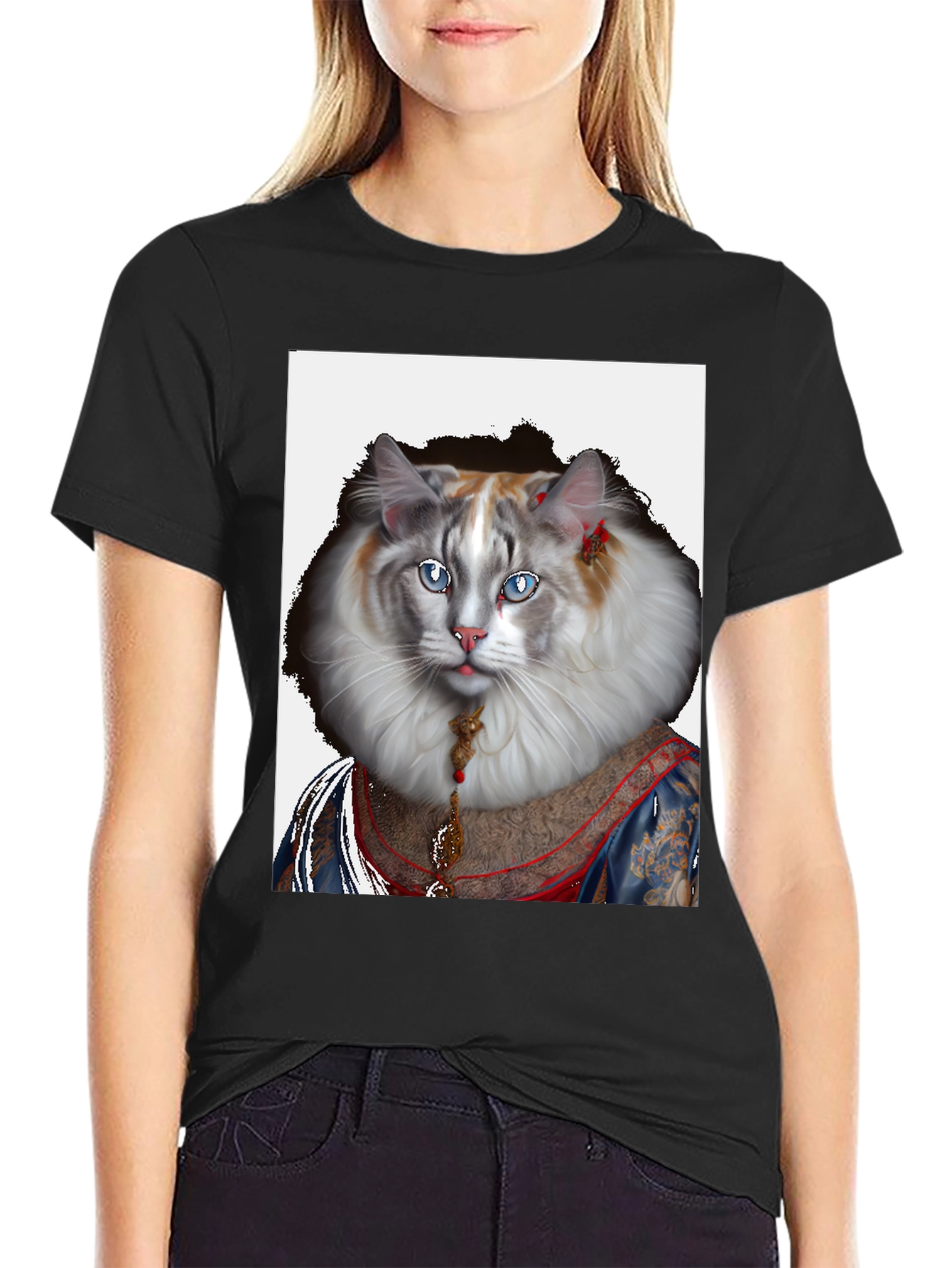 Regal Cat Portrait Tee - Feline Royalty T-Shirt