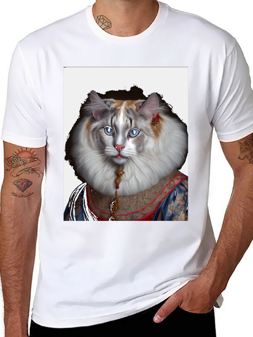 Regal Cat Portrait Tee - Feline Royalty T-Shirt