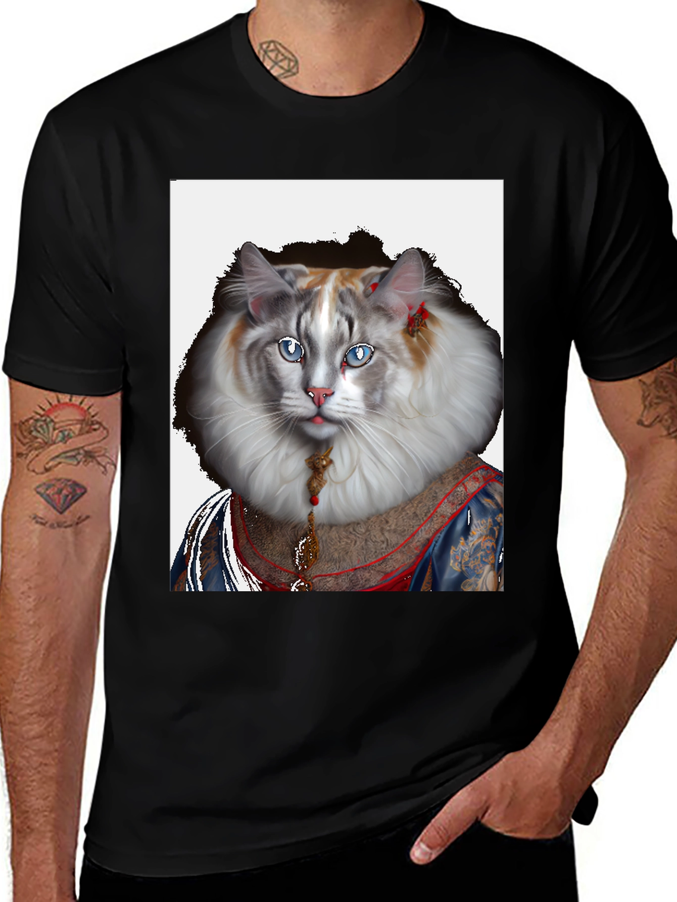Regal Cat Portrait Tee - Feline Royalty T-Shirt