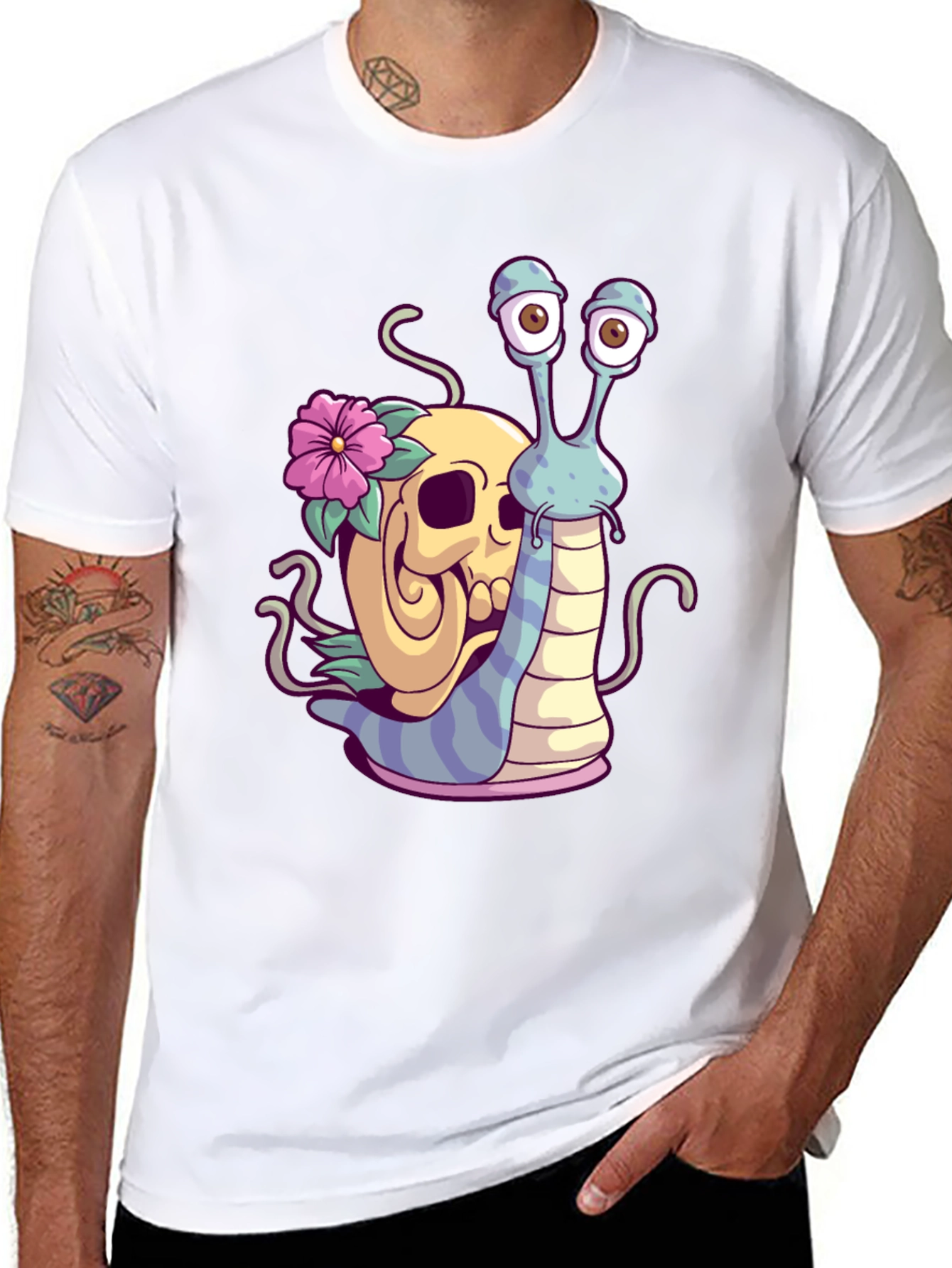 Skull Snail Graphic Tee - Unique Print T-Shirt