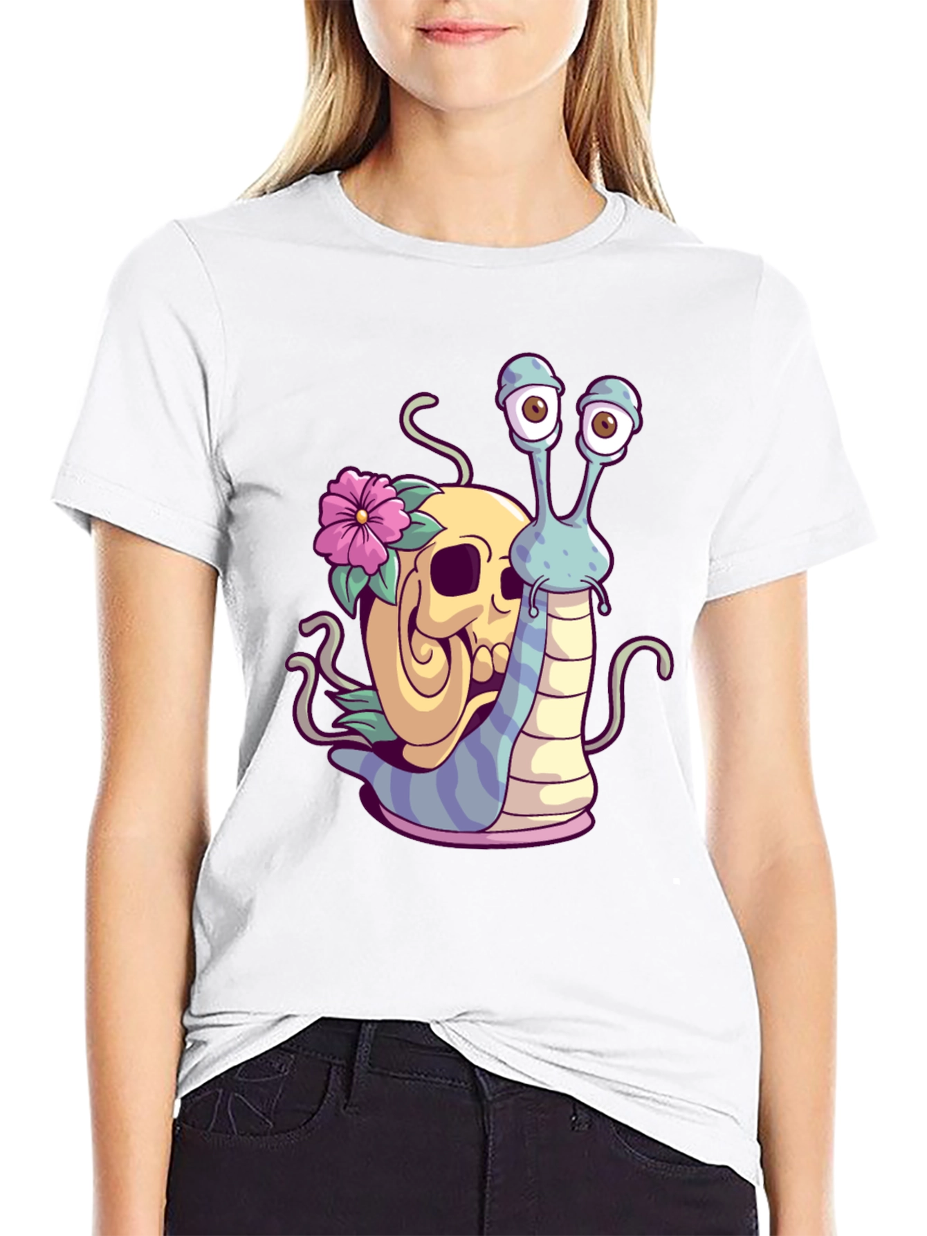 Skull Snail Graphic Tee - Unique Print T-Shirt