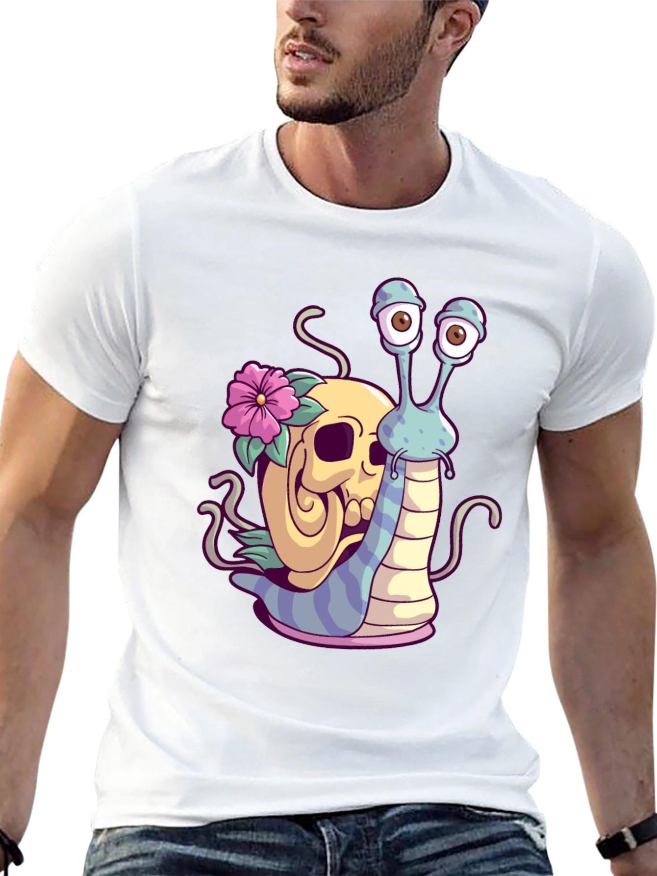 Skull Snail Graphic Tee - Unique Print T-Shirt