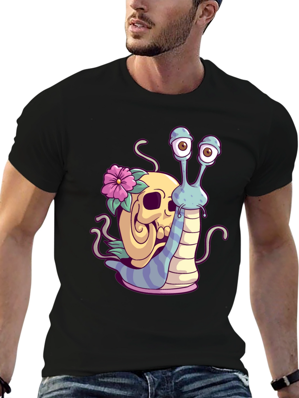 Skull Snail Graphic Tee - Unique Print T-Shirt