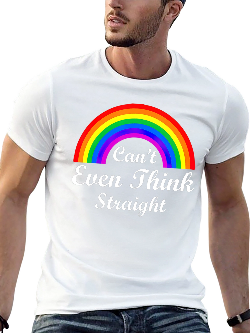 Cant Even Think Straight Rainbow Graphic T-Shirt