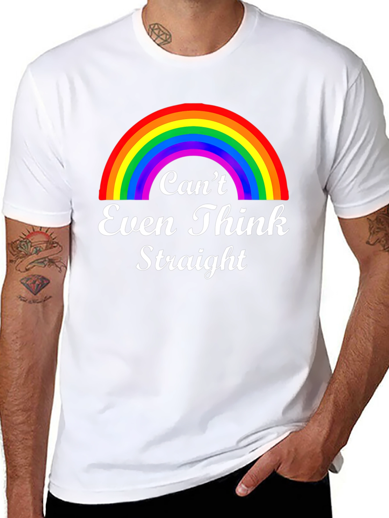 Cant Even Think Straight Rainbow Graphic T-Shirt