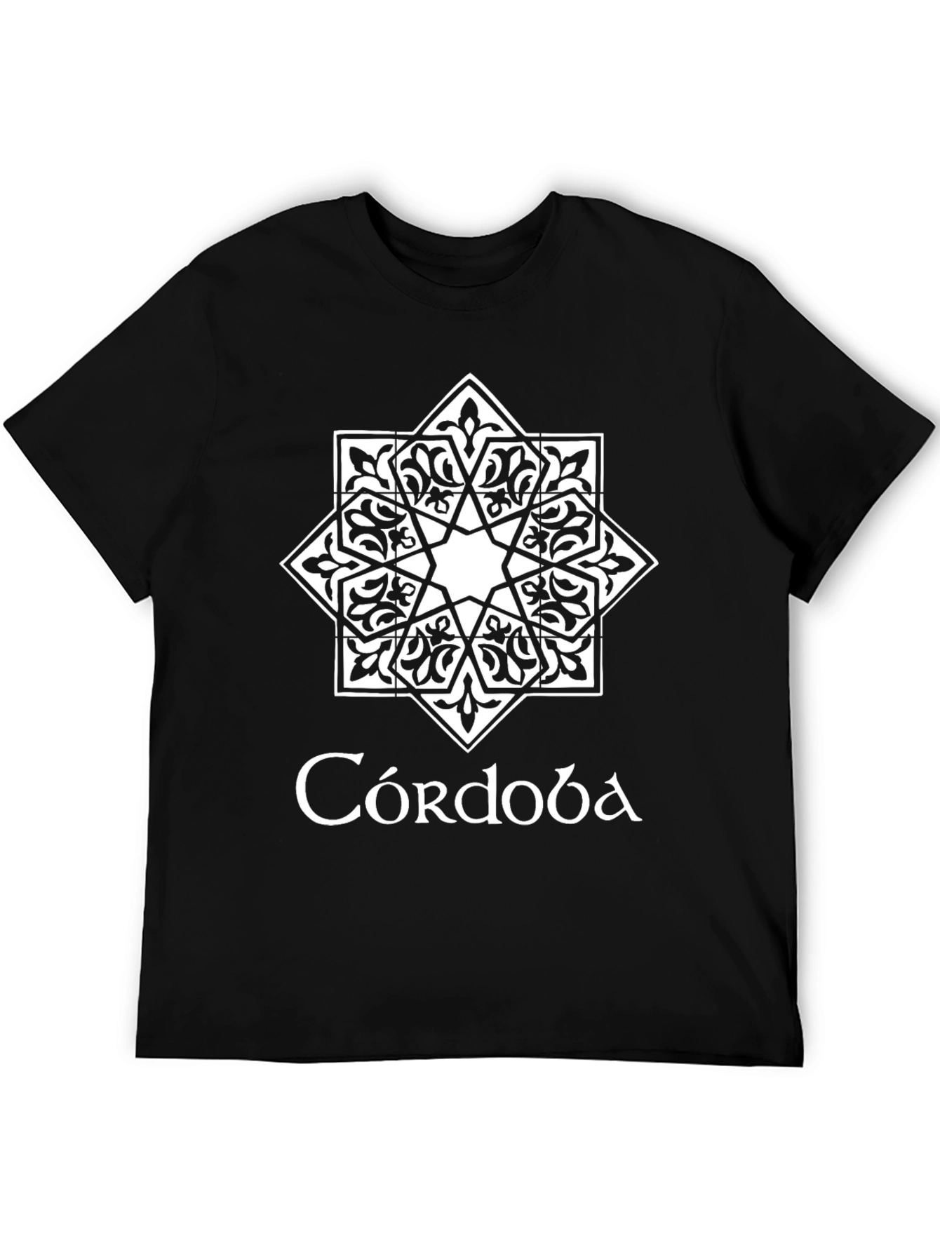 Córdoba Black T-Shirt Islamic Geometric Star Design