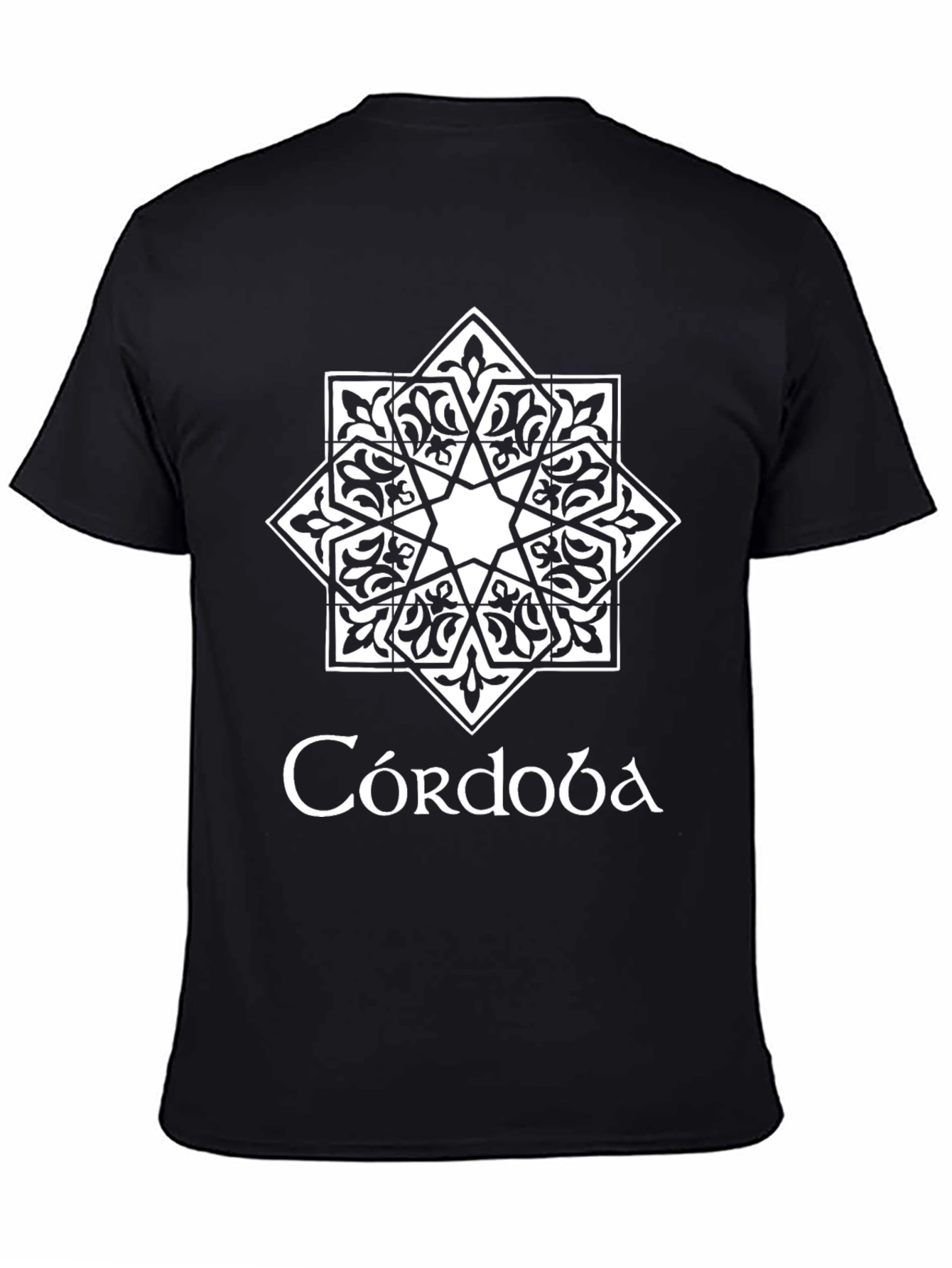 Córdoba Black T-Shirt Islamic Geometric Star Design
