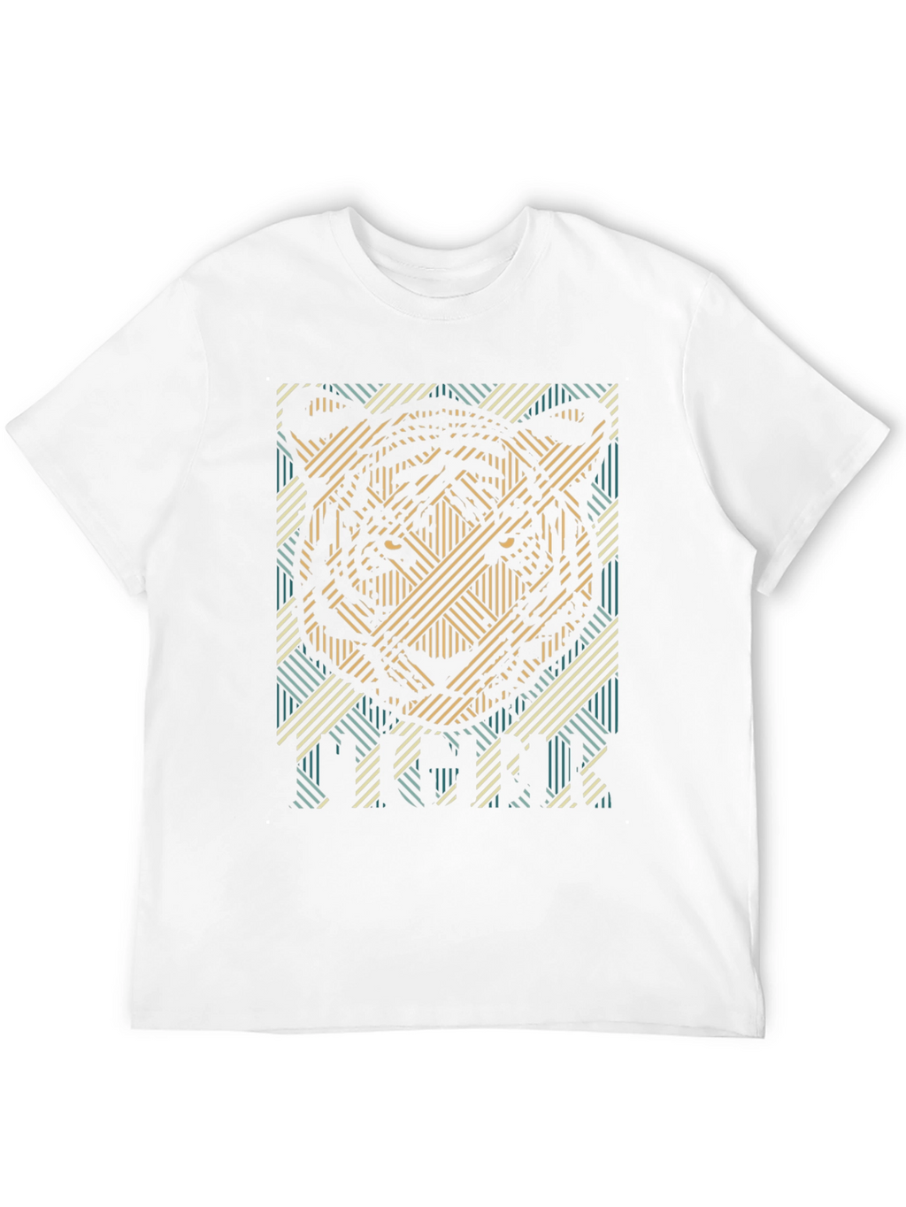 Geometric Tiger Graphic T-Shirt - Modern Mens Tee