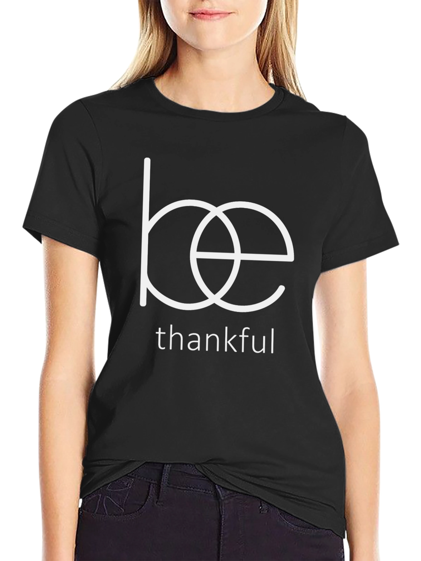 Be Thankful Graphic Tee - Black Cotton T-Shirt