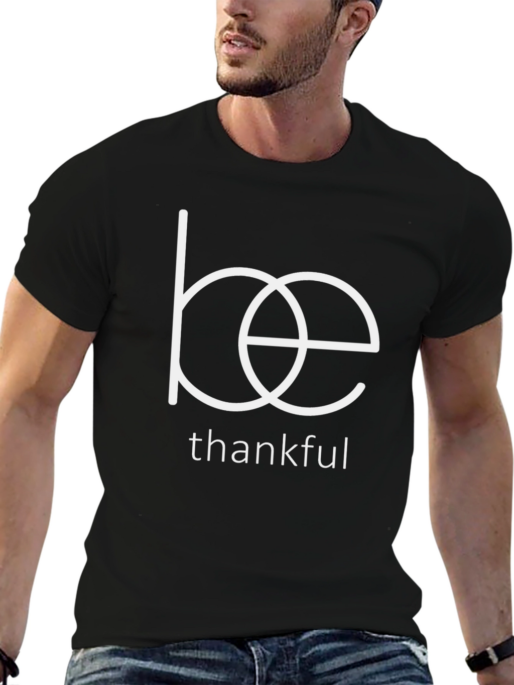 Be Thankful Graphic Tee - Black Cotton T-Shirt