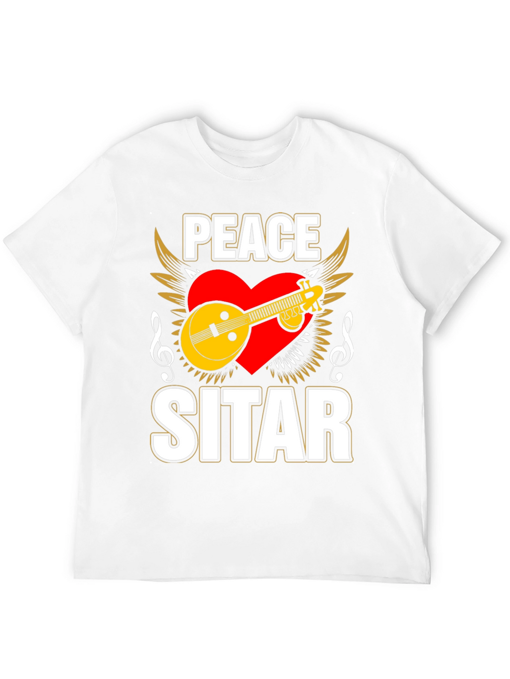 Peace Sitar Graphic Tee - Music Lover T-Shirt