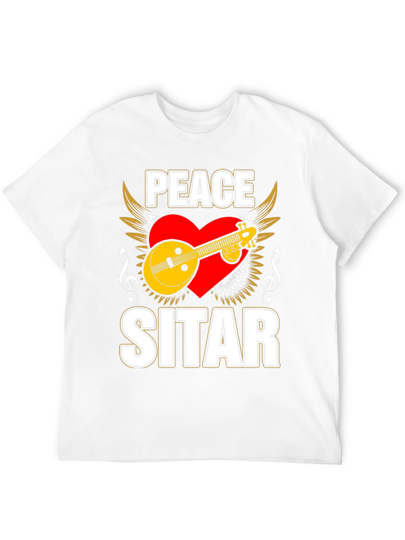 Peace Sitar Graphic Tee - Music Lover T-Shirt
