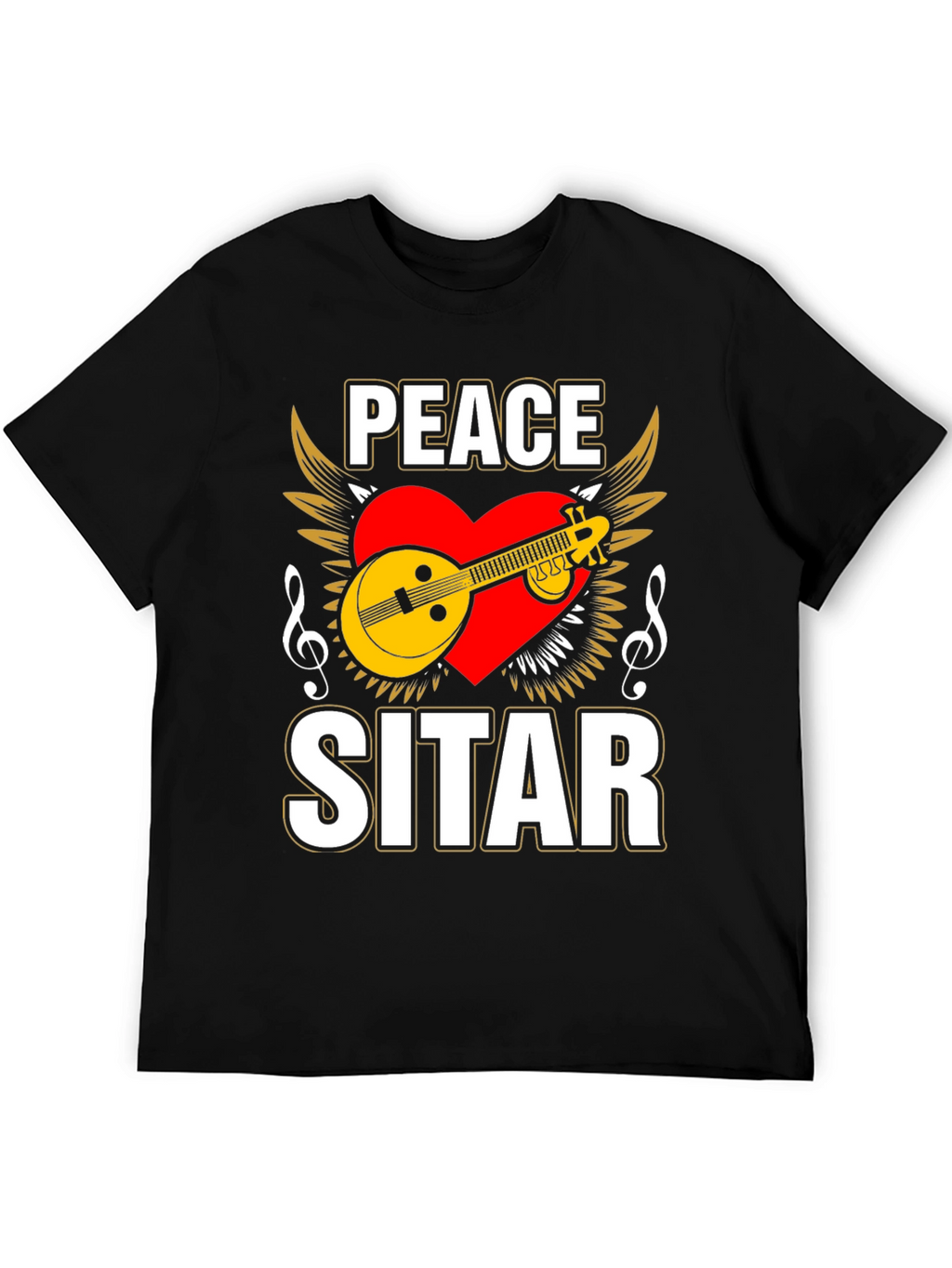 Peace Sitar Graphic Tee - Music Lover T-Shirt