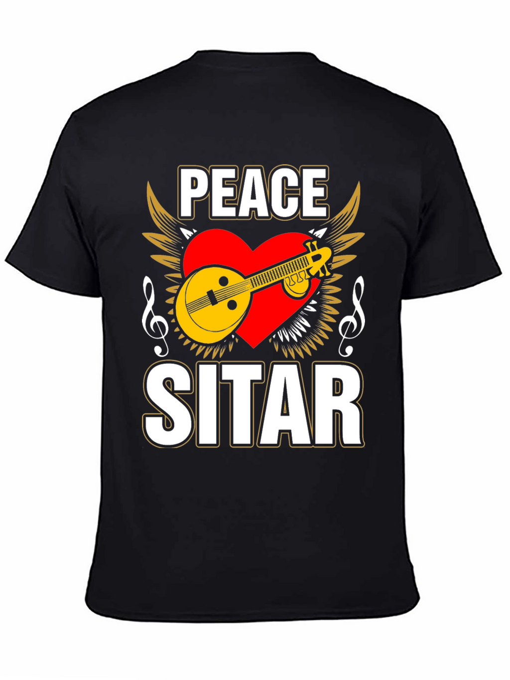 Peace Sitar Graphic Tee - Music Lover T-Shirt