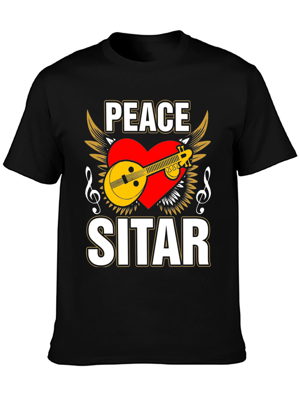 Peace Sitar Graphic Tee - Music Lover T-Shirt