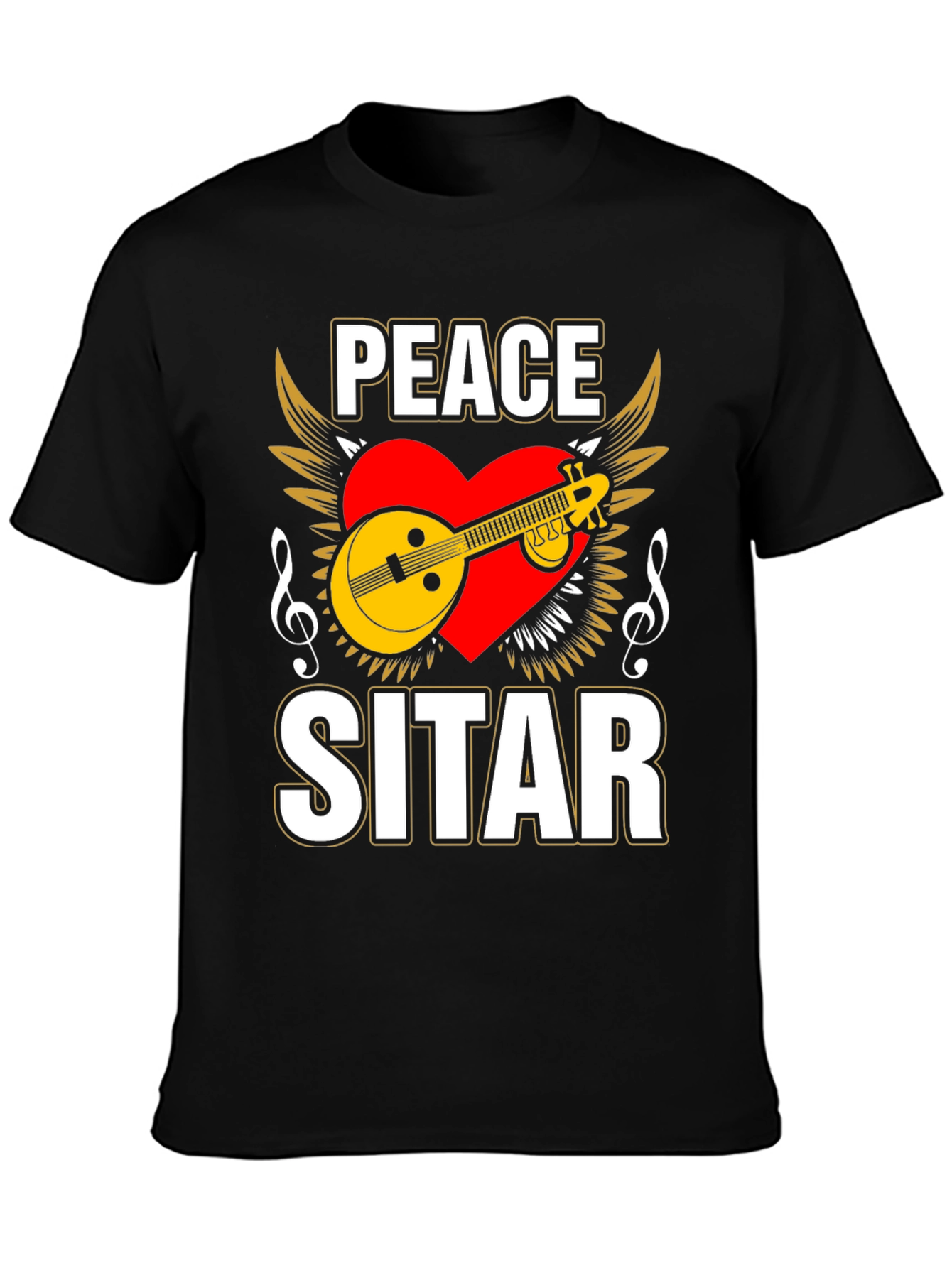 Peace Sitar Graphic Tee - Music Lover T-Shirt