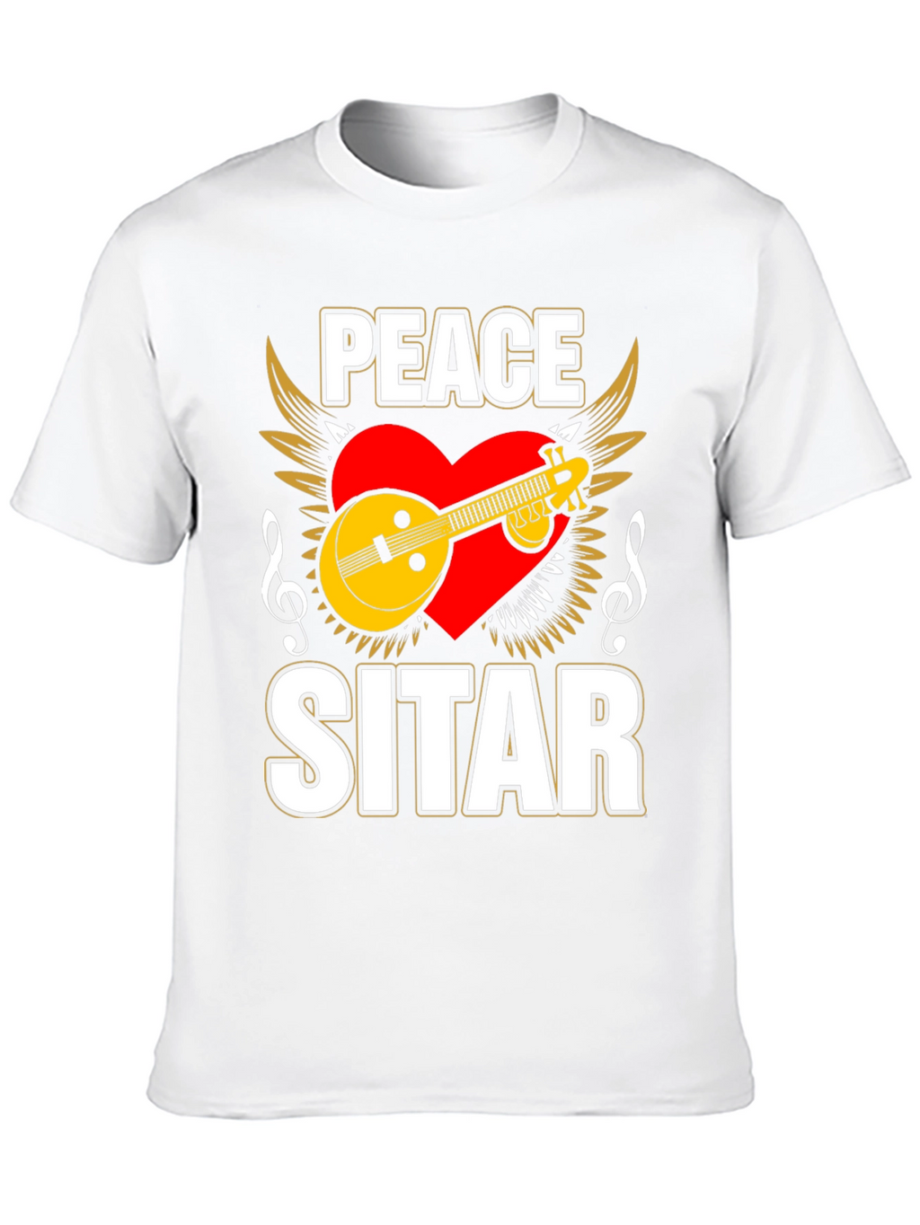 Peace Sitar Graphic Tee - Music Lover T-Shirt