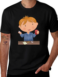 Cartoon Kid Dice Game Black T-Shirt