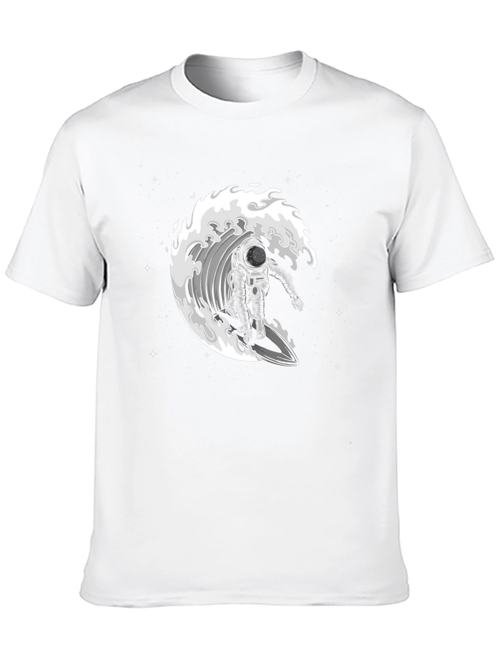 Astronaut Surfing Wave Graphic T-Shirt - Black