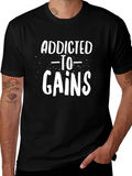 Addicted To Gains Black Graphic Tee