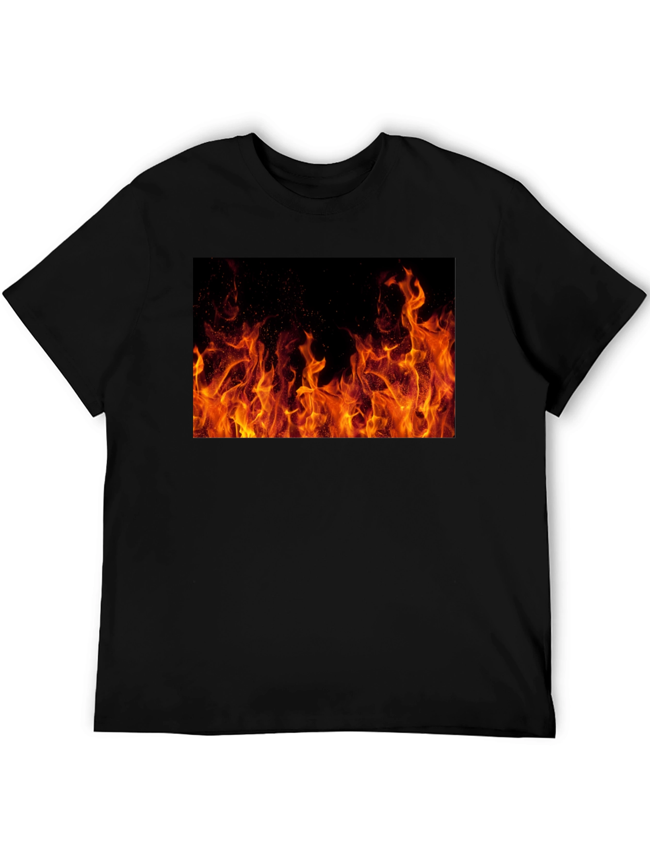 Fiery Flames Graphic Tee - Bold Black Cotton Comfort
