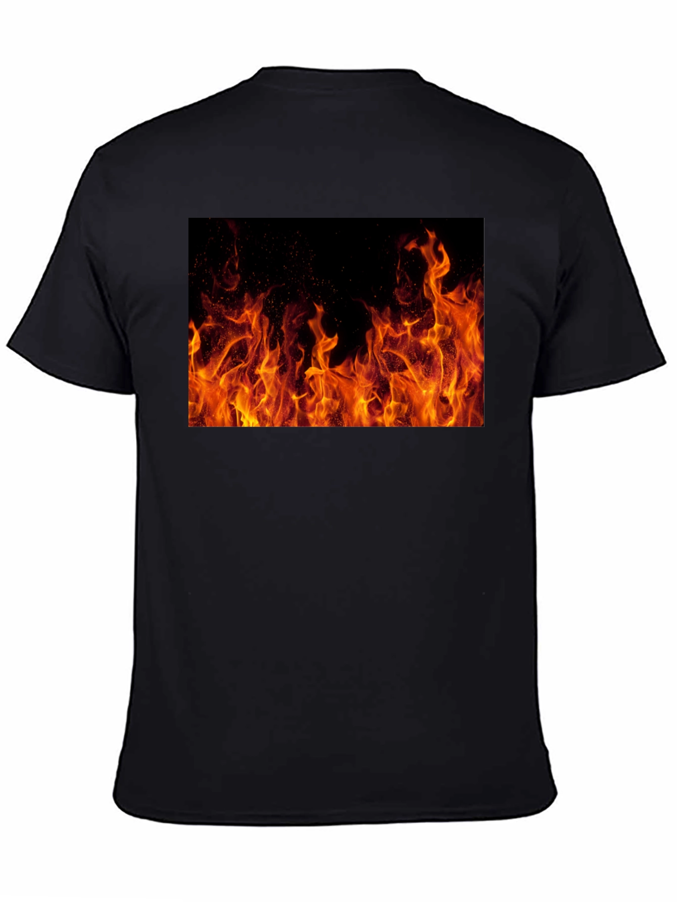 Fiery Flames Graphic Tee - Bold Black Cotton Comfort