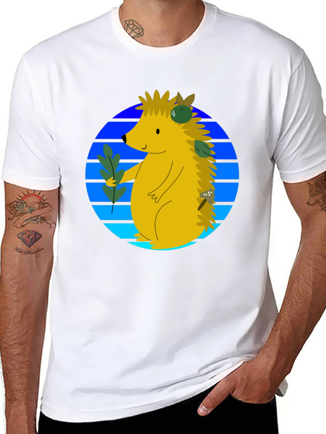 Whimsical Hedgehog Graphic Tee - Cute Animal Shirt
