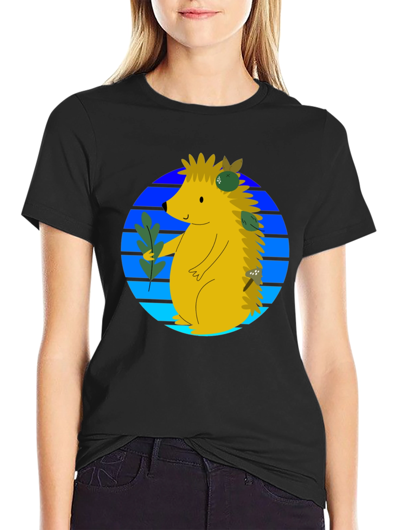 Whimsical Hedgehog Graphic Tee - Cute Animal Shirt