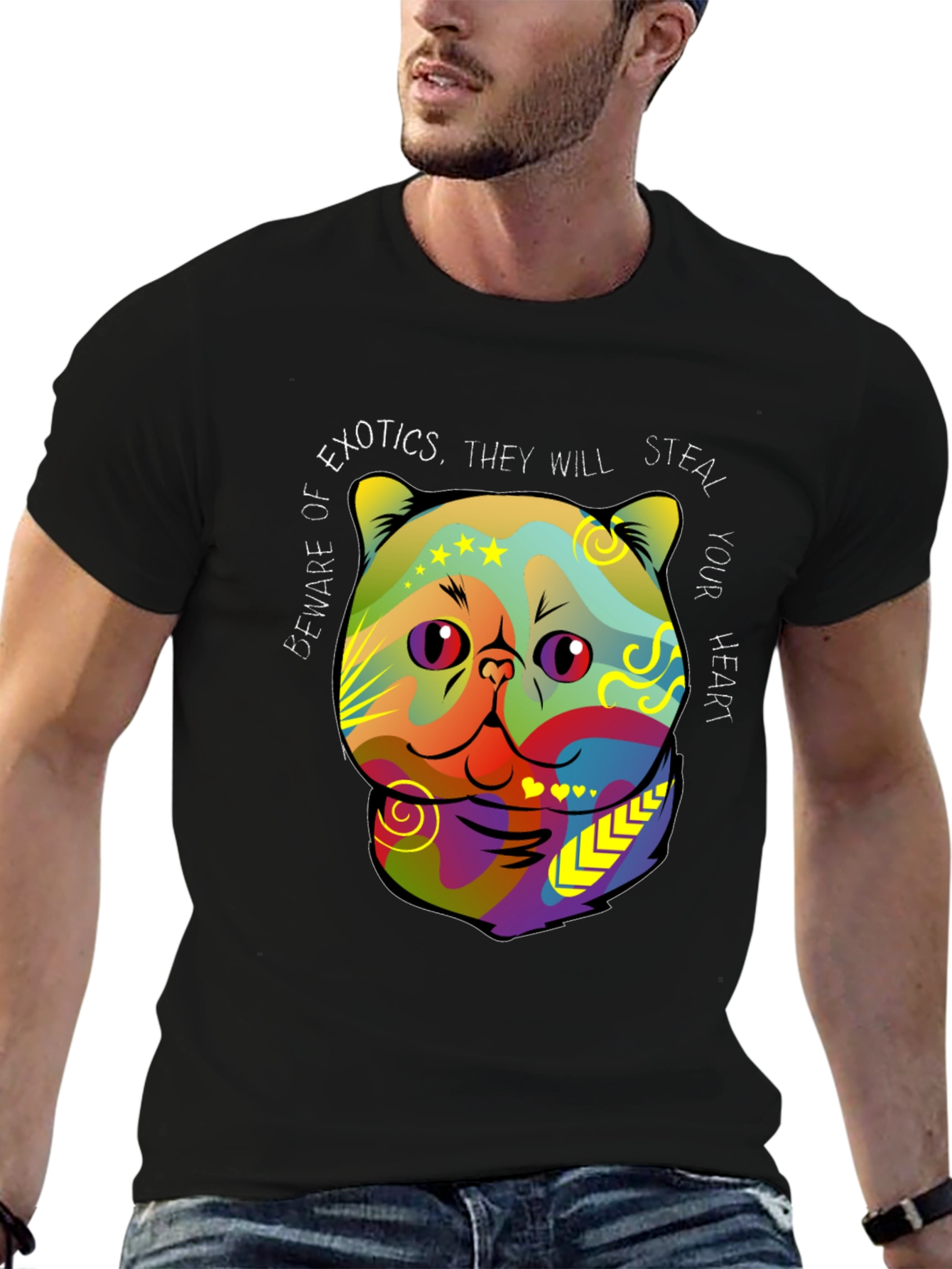 Exotic Cat Steal Your Heart Graphic T-Shirt