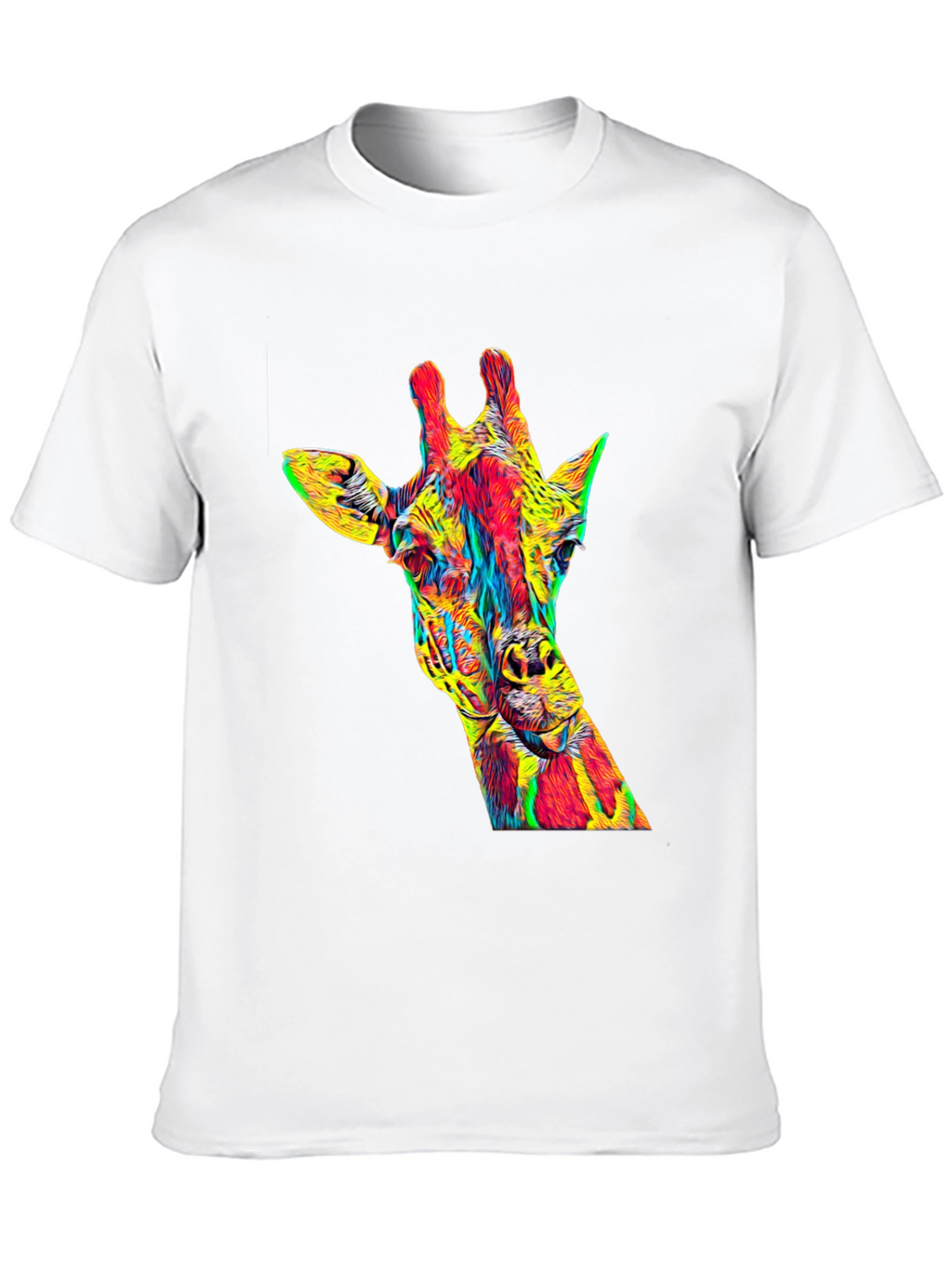 Vibrant Giraffe Graphic Tee - Mens Black T-Shirt