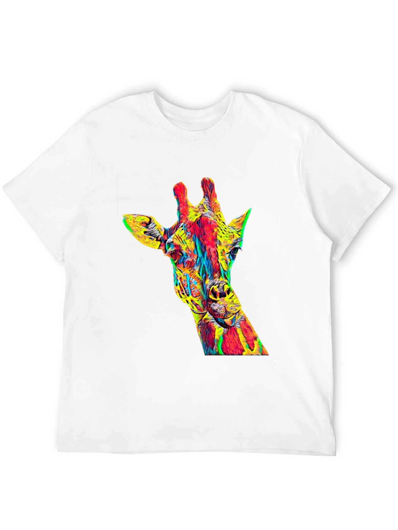Vibrant Giraffe Graphic Tee - Mens Black T-Shirt