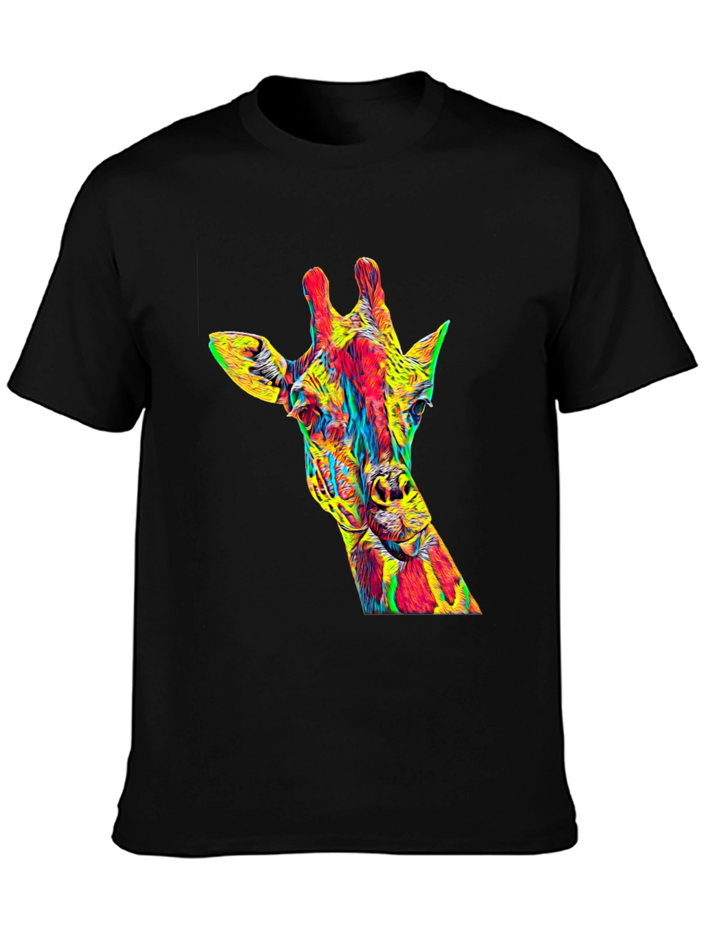 Vibrant Giraffe Graphic Tee - Mens Black T-Shirt