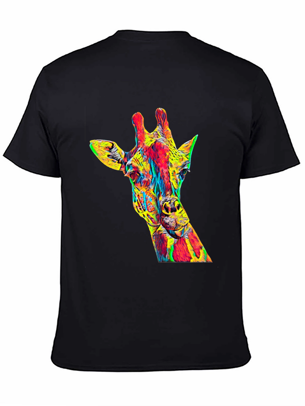 Vibrant Giraffe Graphic Tee - Mens Black T-Shirt