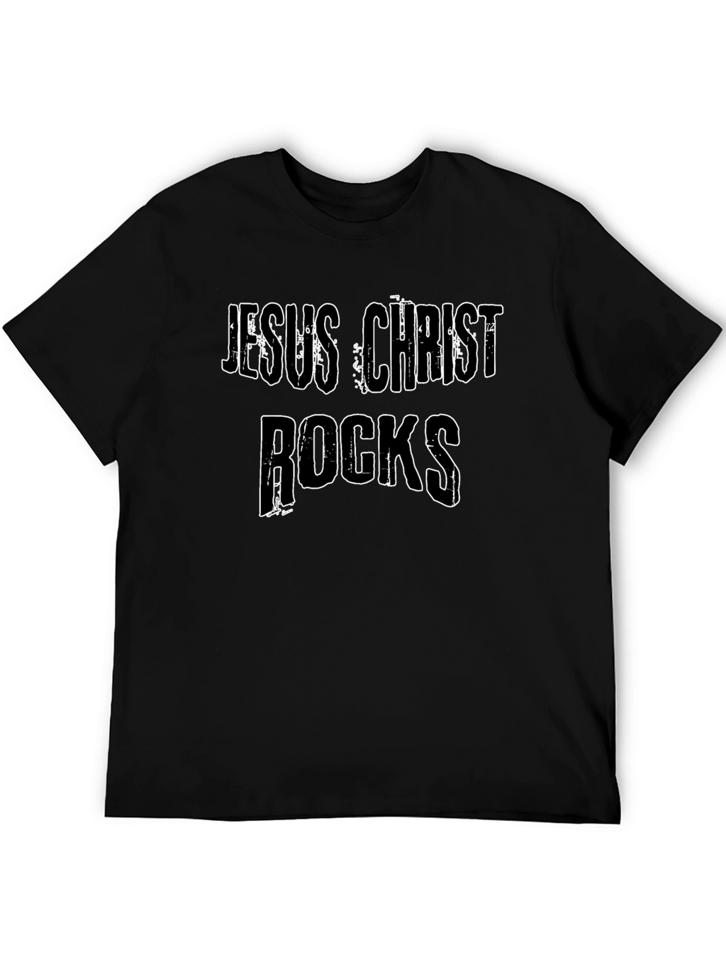 Jesus Christ Rocks Graphic T-Shirt - Black Cotton Tee