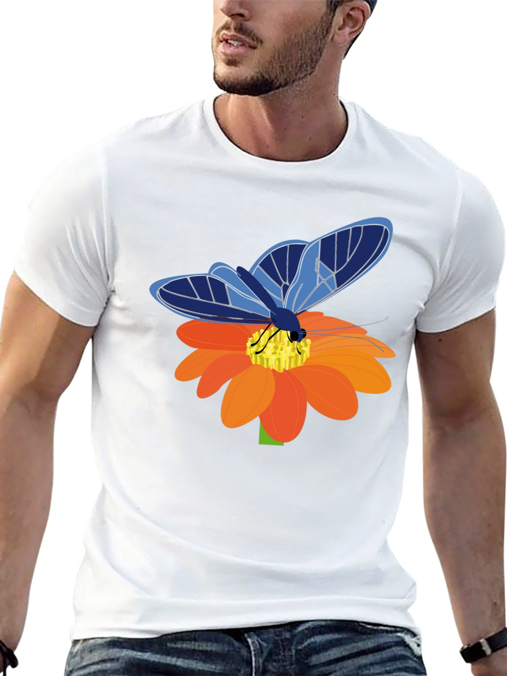 Butterfly Graphic Tee - Stylish Mens Black T-Shirt