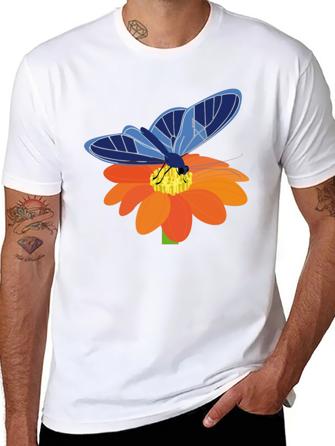 Butterfly Graphic Tee - Stylish Mens Black T-Shirt